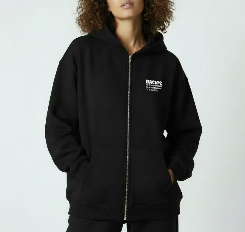 Zip-Hoodie mit korrekter Print-Position